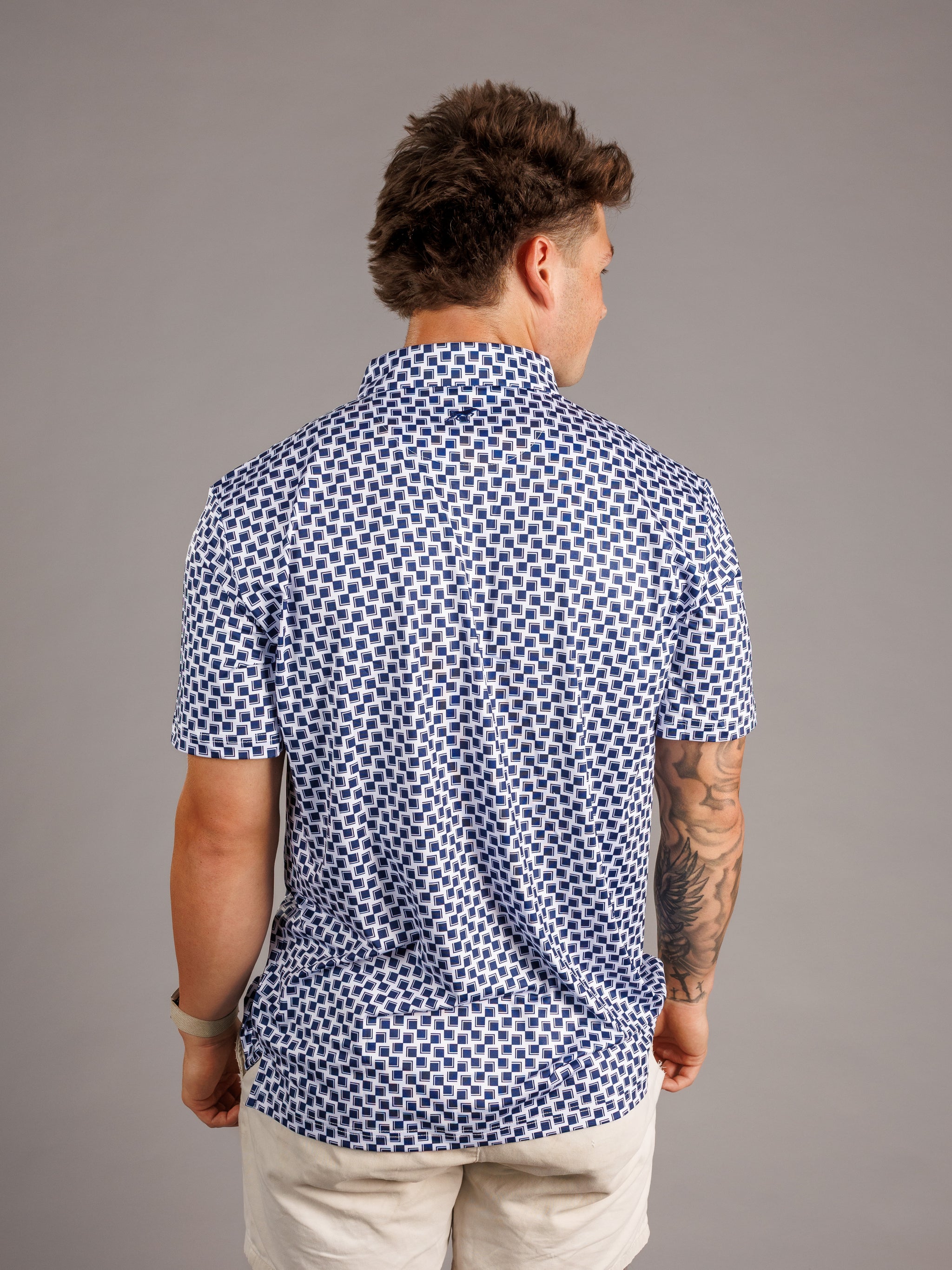 Navy and White Checkered AU Polo