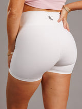 White Ribbed AU Biker Shorts