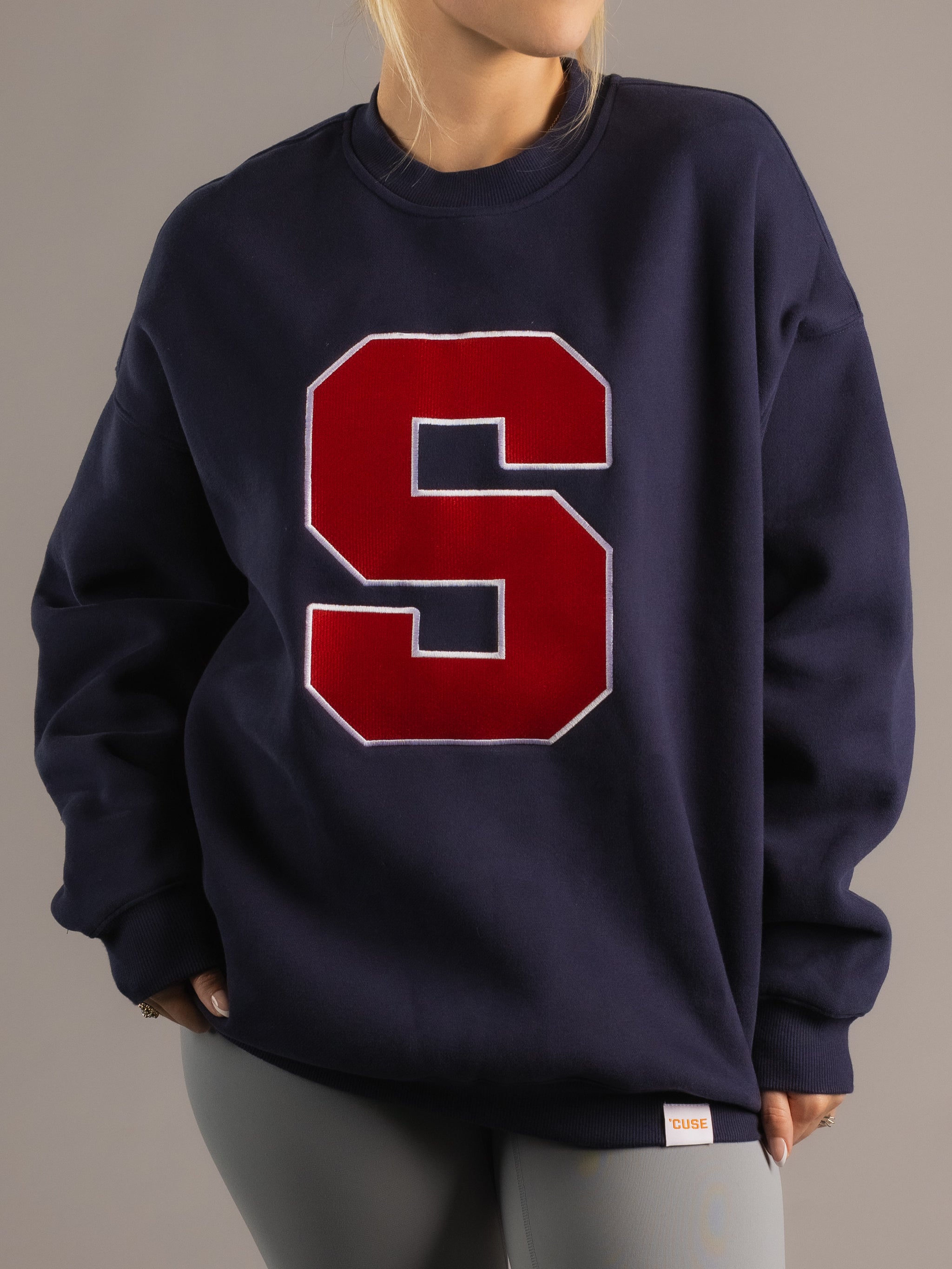 Navy "S" Syracuse Heavy Weight Crewneck