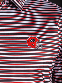Black Red And White Striped With Helmet Polo