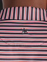 Black Red And White Striped With Helmet Polo