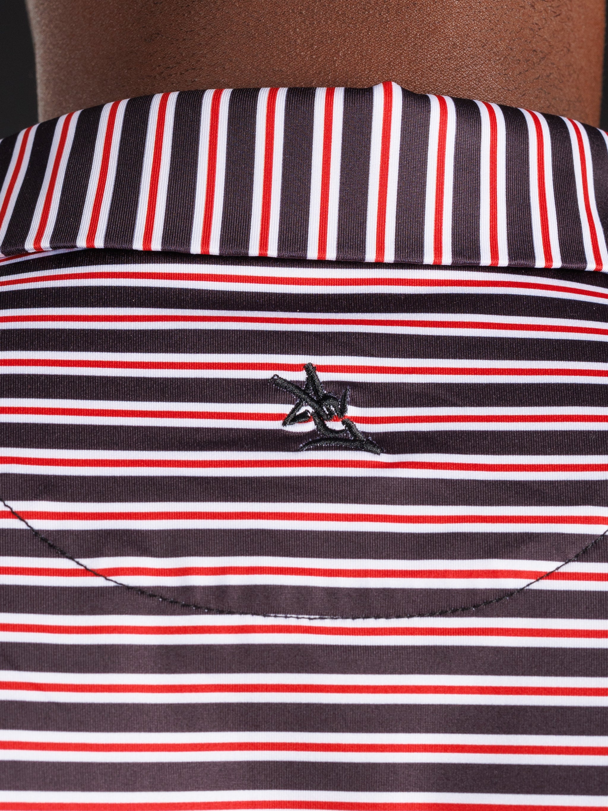 Black Red And White Striped With Helmet Polo
