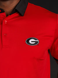 Solid Red With Black Collar And Oval G Polo
