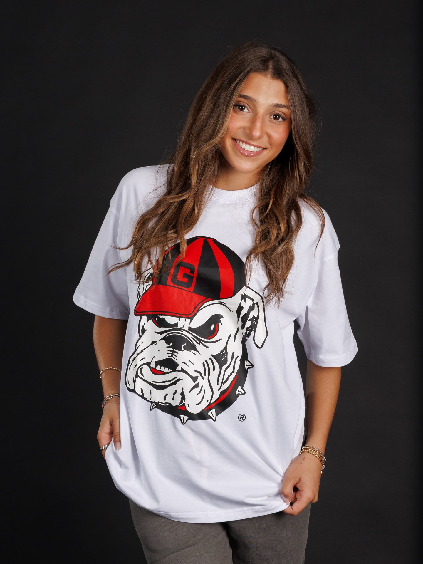 White Heavyweight Bulldog Head Tee
