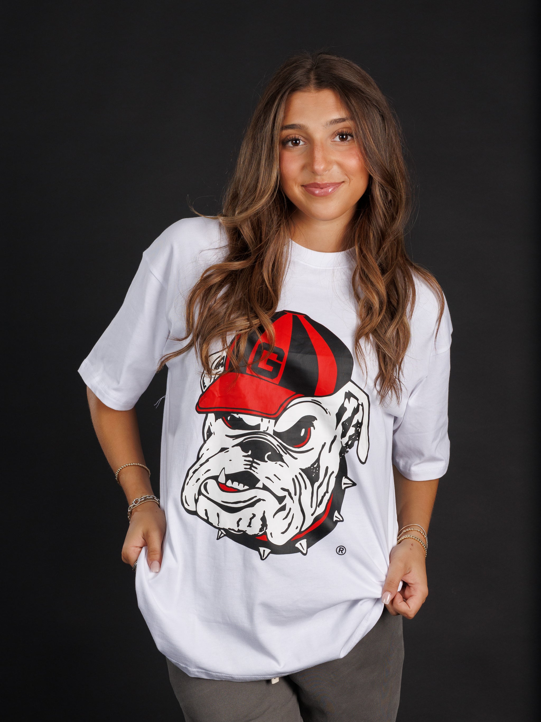 White Heavyweight Bulldog Head Tee
