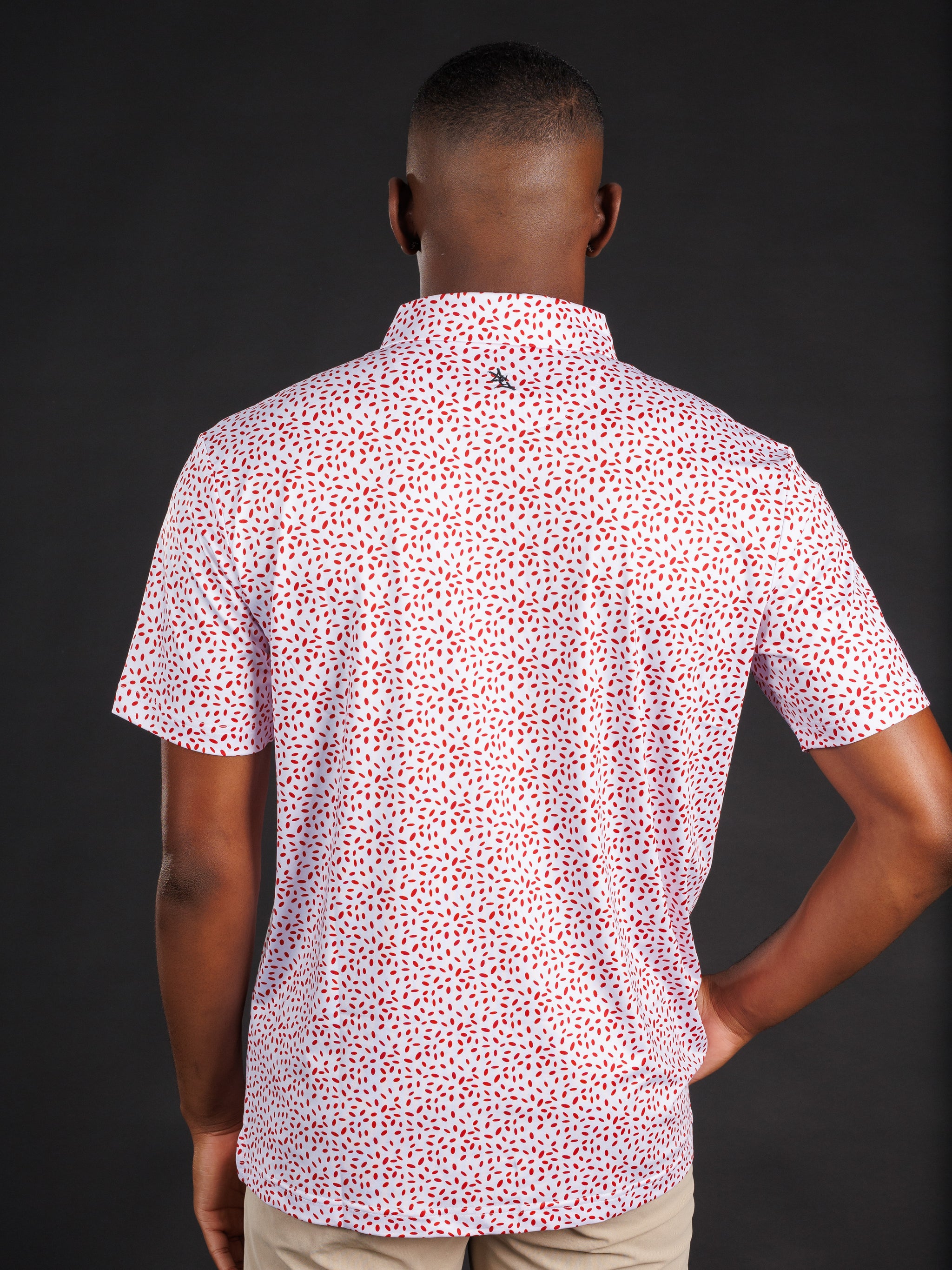 Red And White Splatter With Oval G Polo