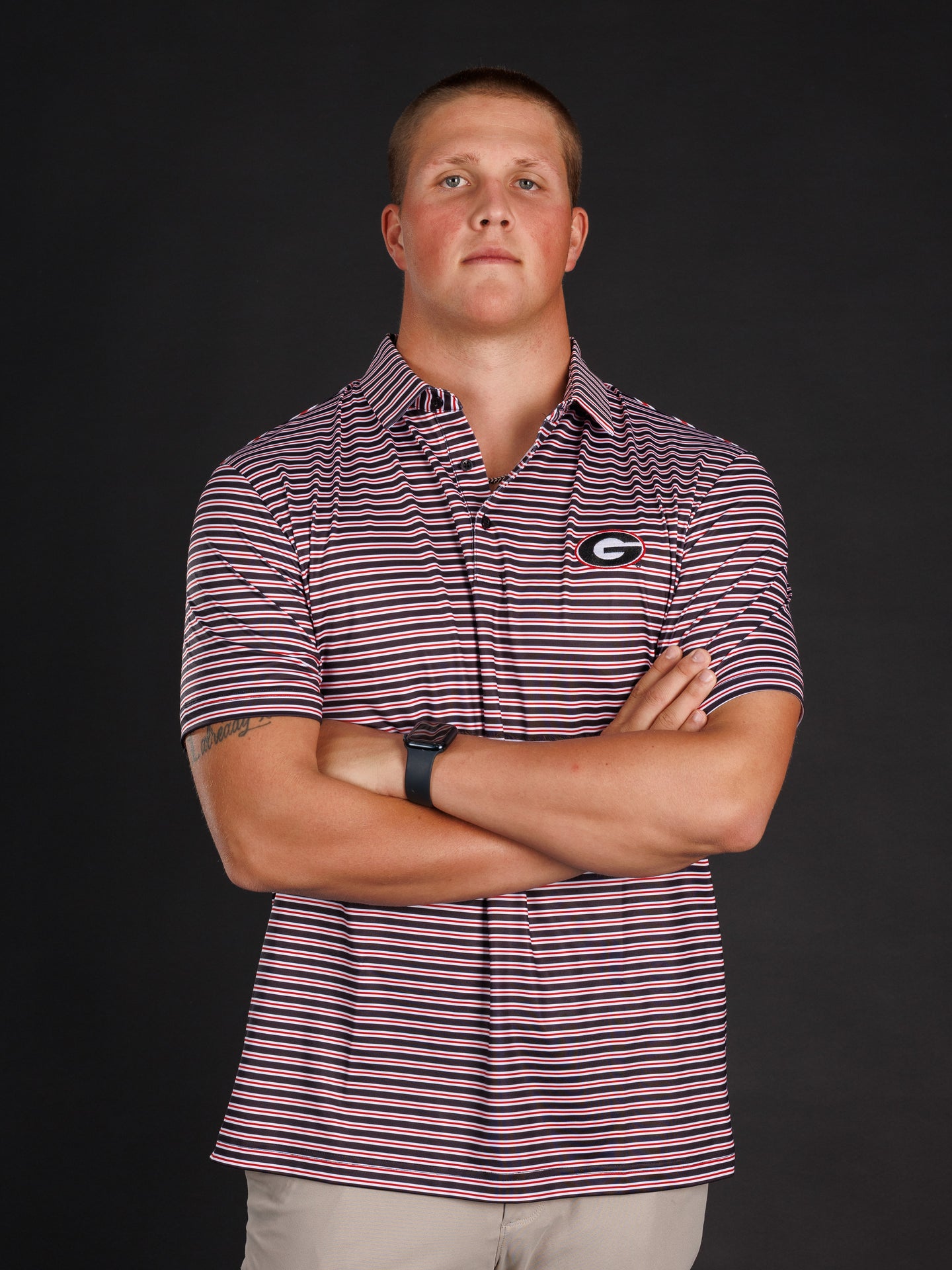 Black Red And White Striped With Oval G Polo