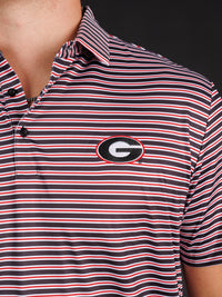 Black Red And White Striped With Oval G Polo