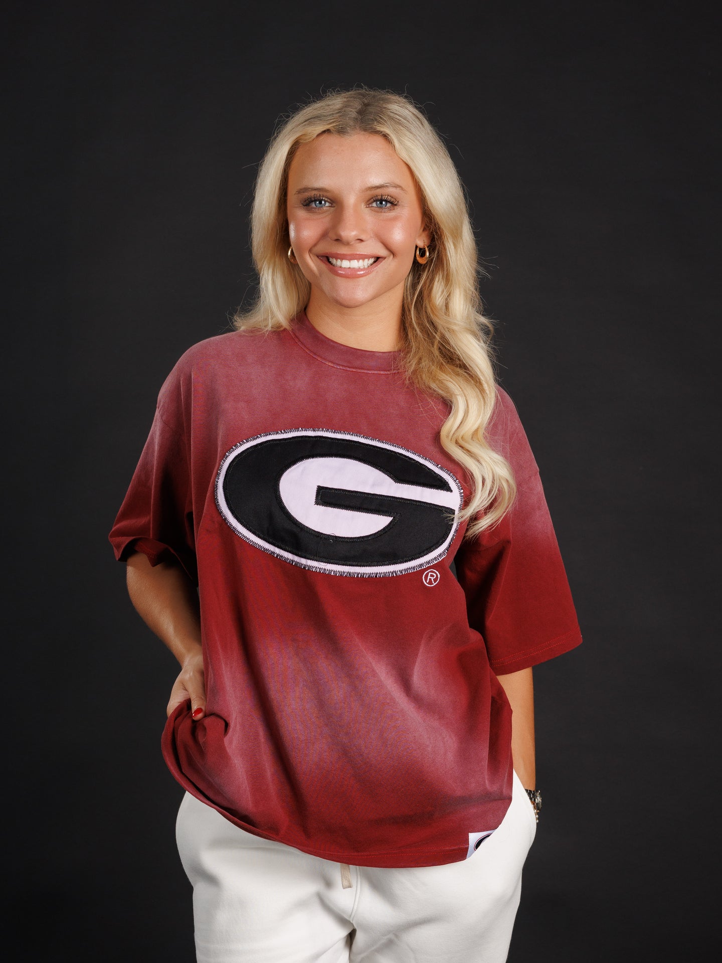 Red Reverse Embroidered G Tee