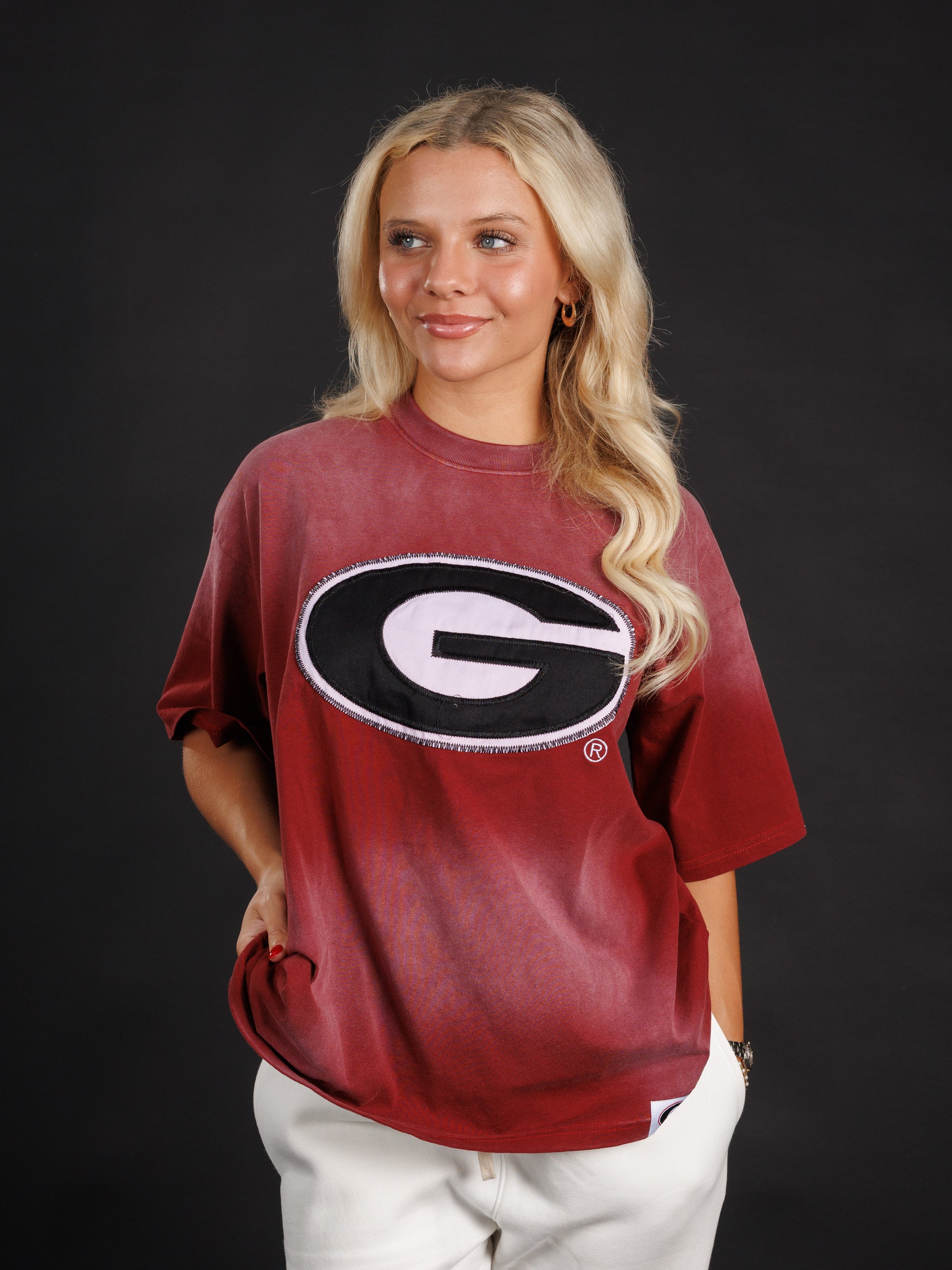 Red Reverse Embroidered G Tee