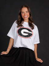 White Heavyweight Oval G Tee
