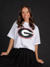 White Heavyweight Oval G Tee