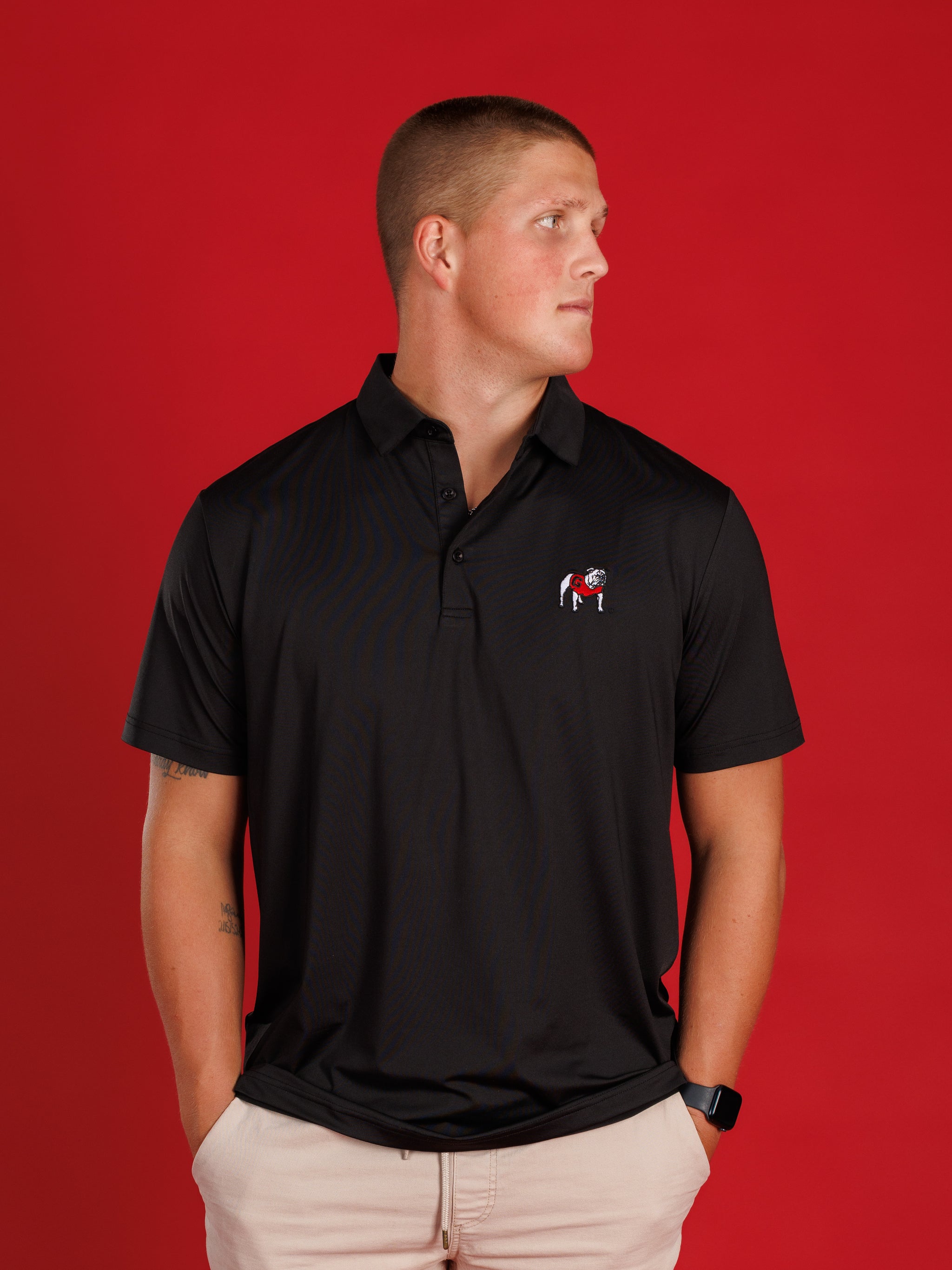 Solid Black With Standing Dog Polo