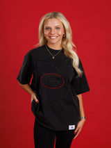 Black Reverse Embroidered State Tee