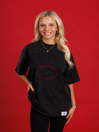 Black Reverse Embroidered State Tee