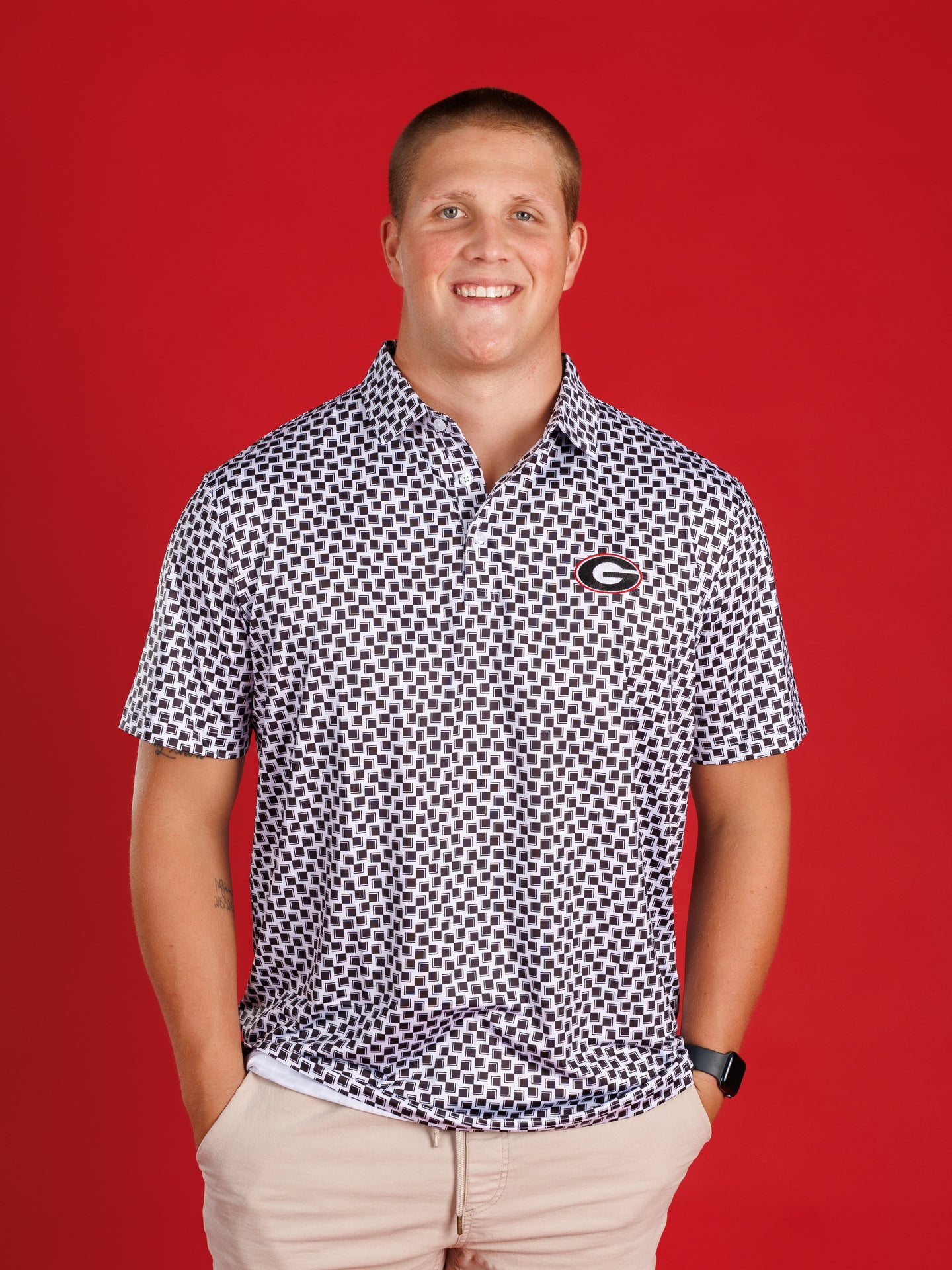 Black And White Checkered With Oval G Polo