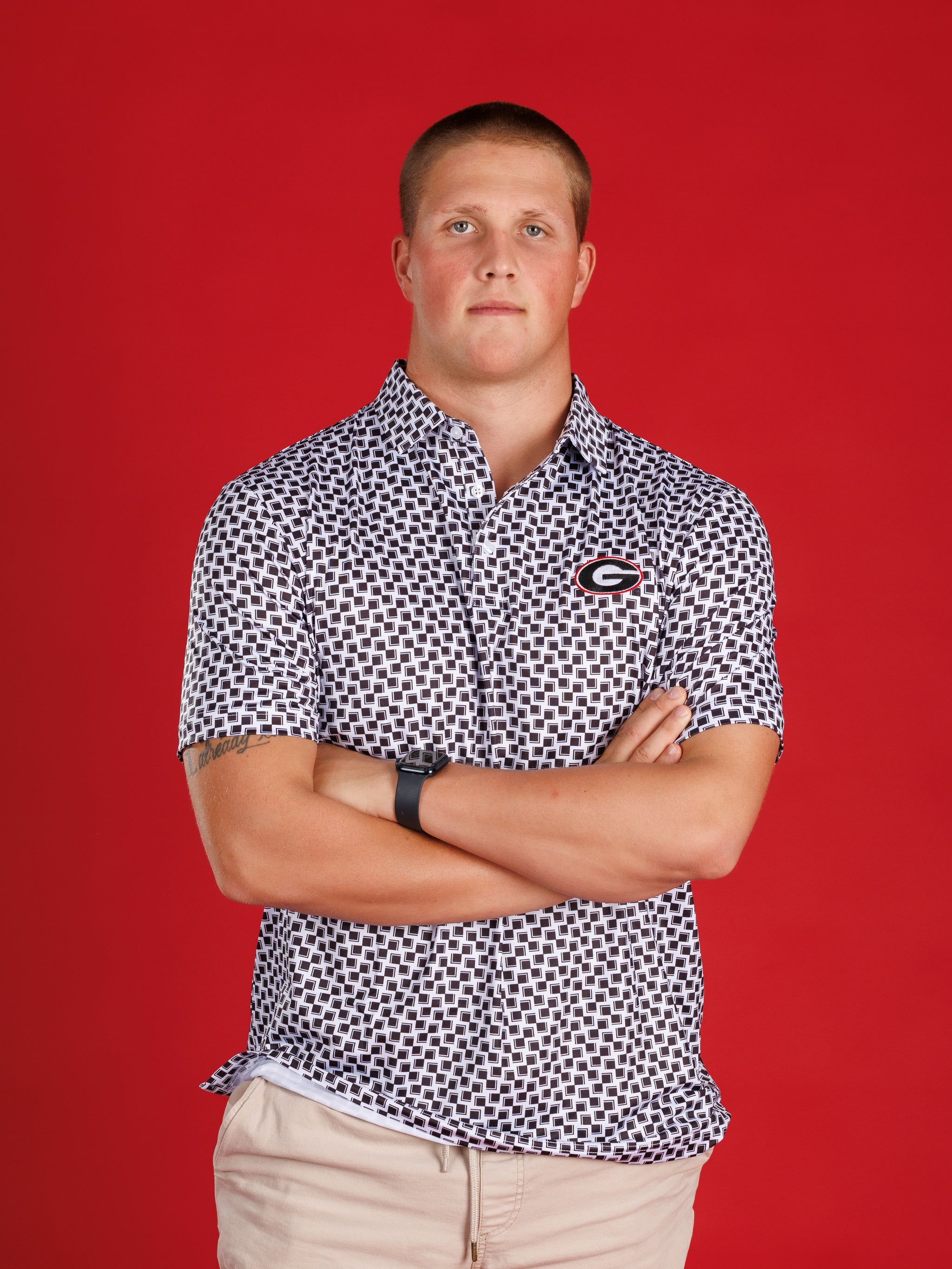 Black And White Checkered With Oval G Polo
