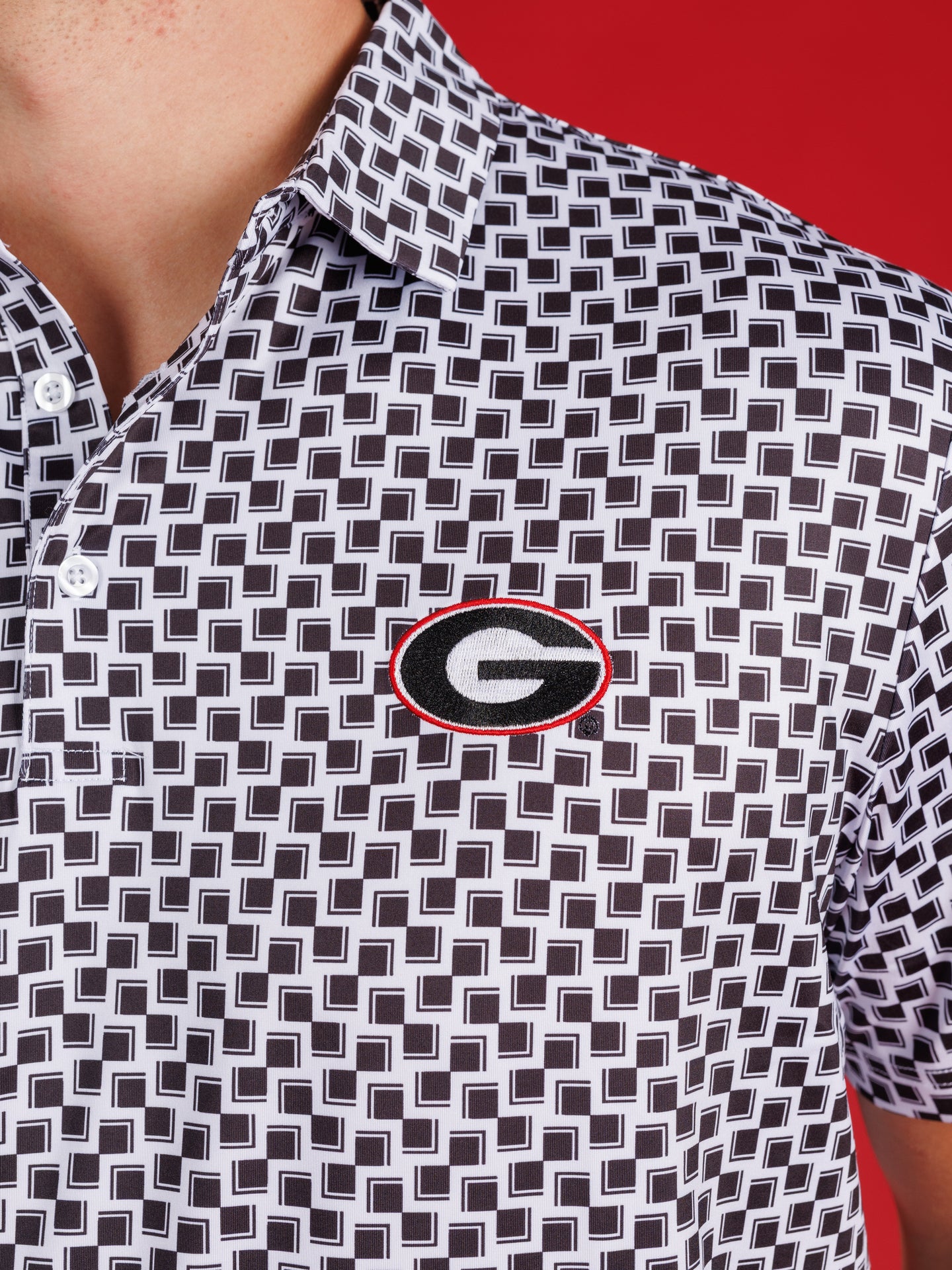 Black And White Checkered With Oval G Polo