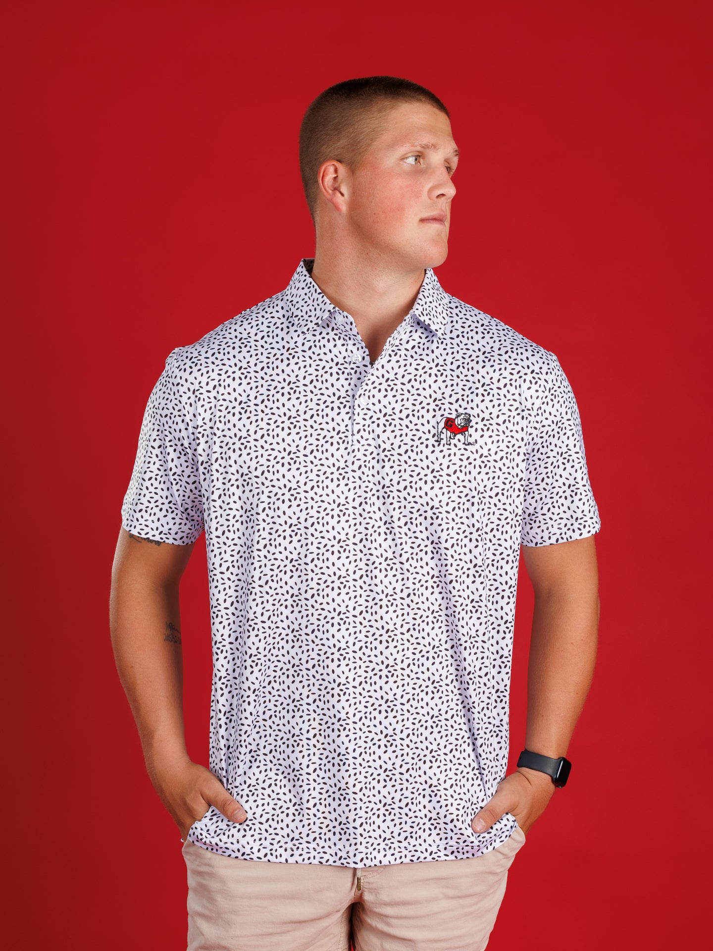 Black And White Splatter With Standing Dog Polo