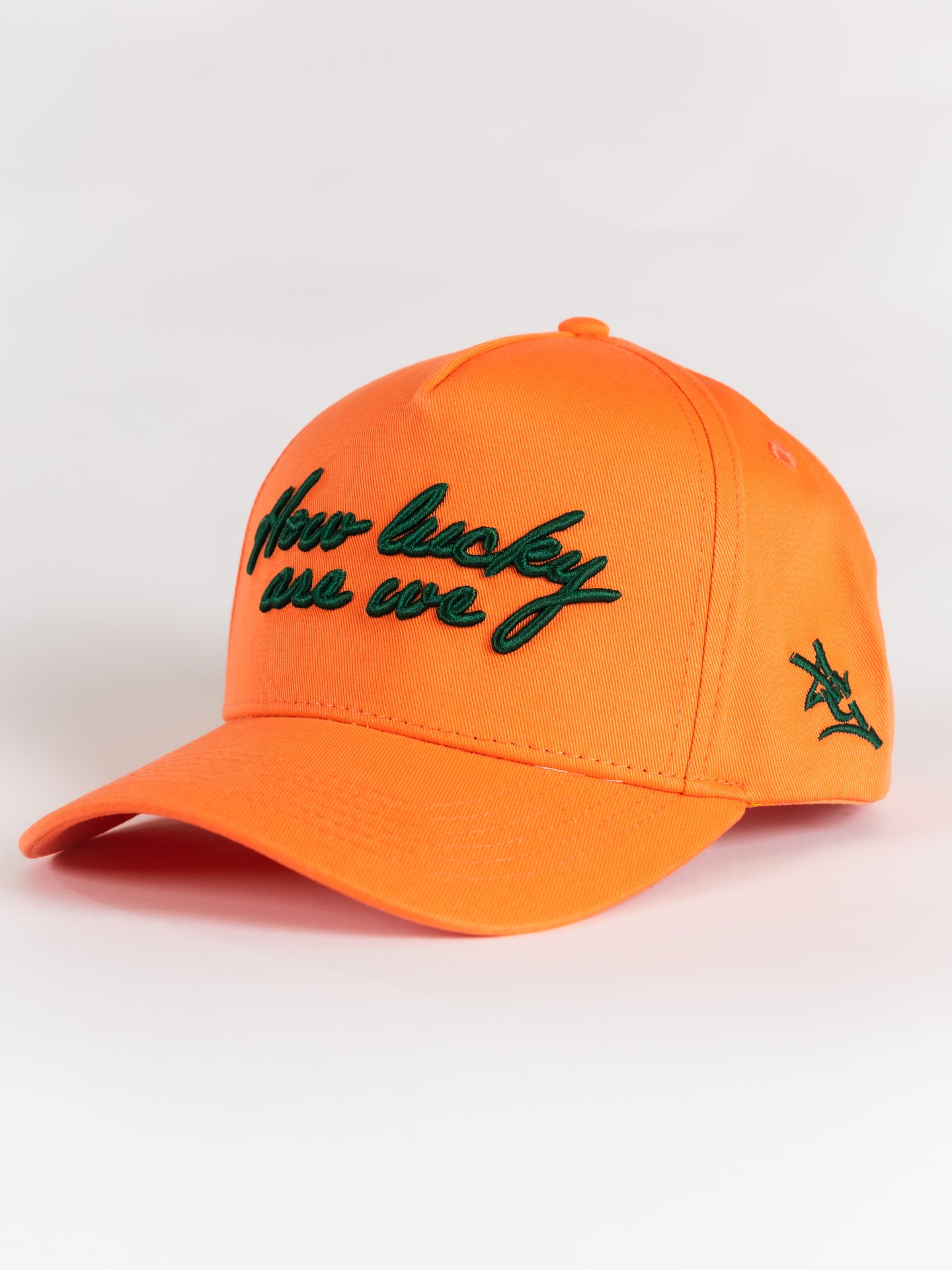 Orange 'How lucky are we' Canvas Hat