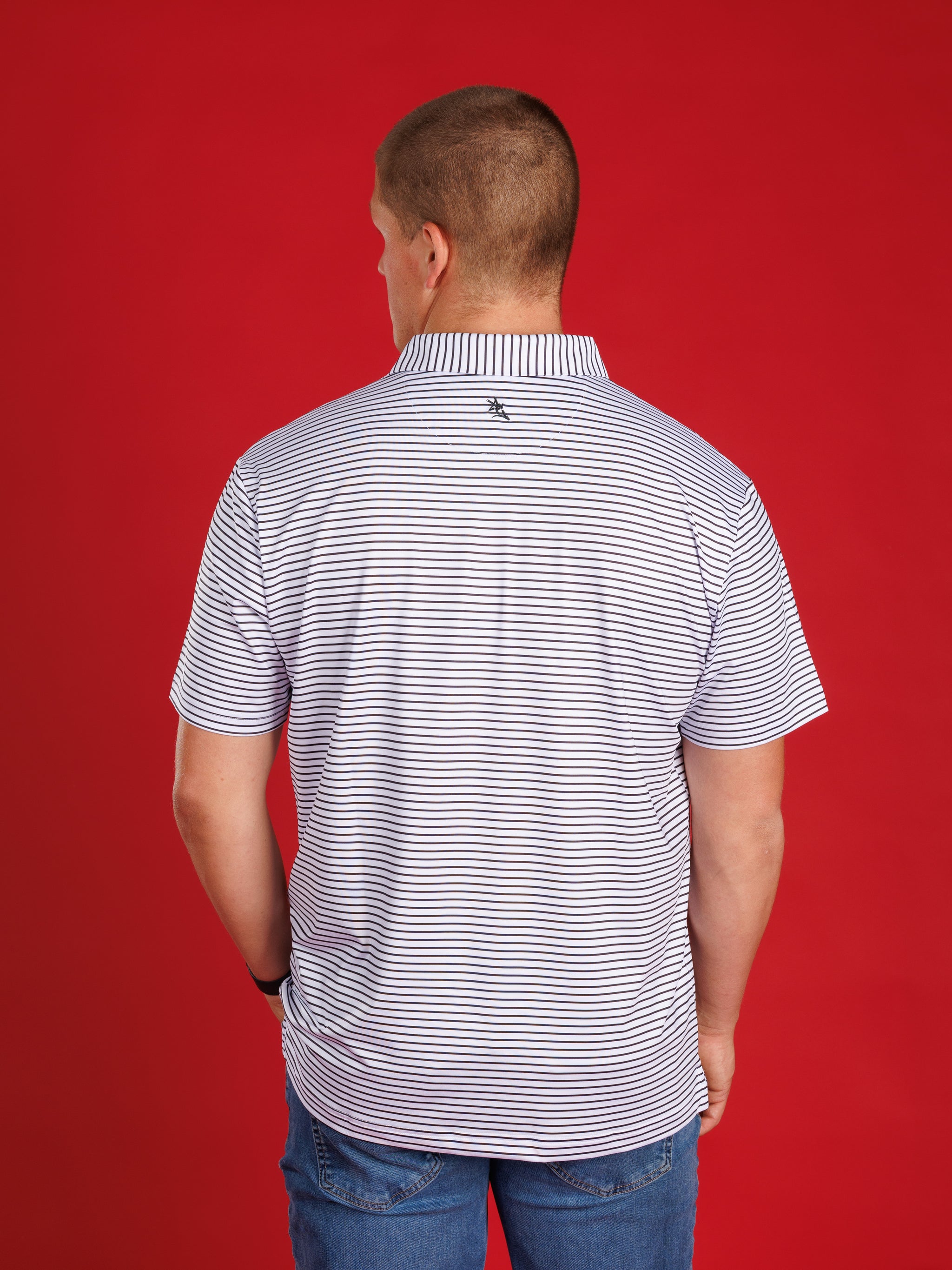 Black And White Striped With Standing Dog Polo