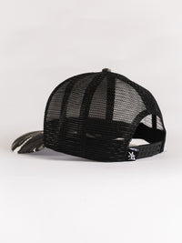 Black & White Camo Fish Antler Mesh Hat