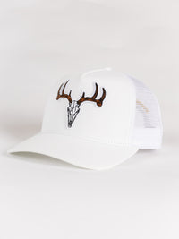 White Buck Head Mesh Hat