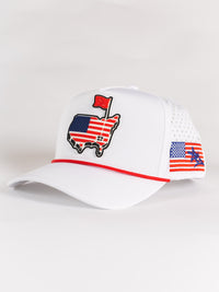White USA Flag Roped Hat