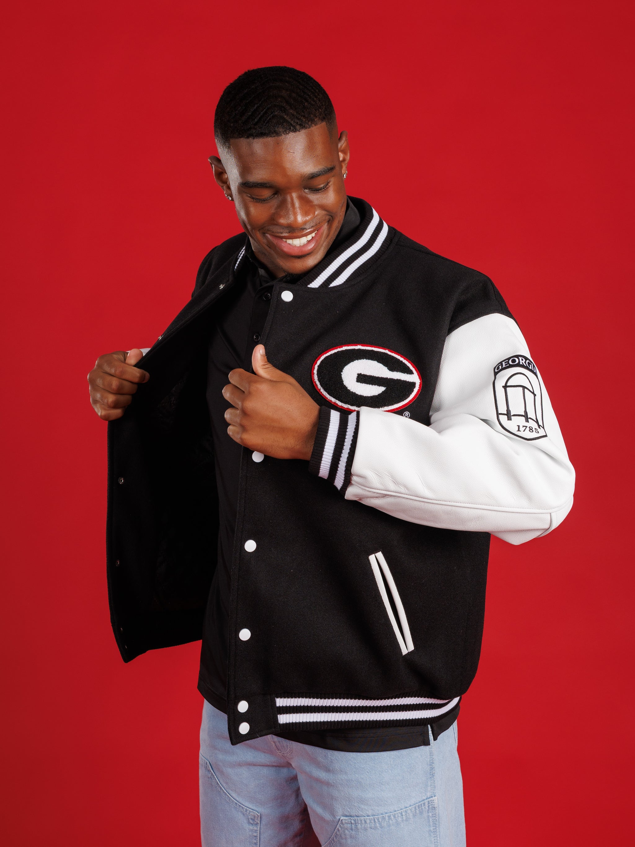 Black UGA Varsity Letterman Jacket