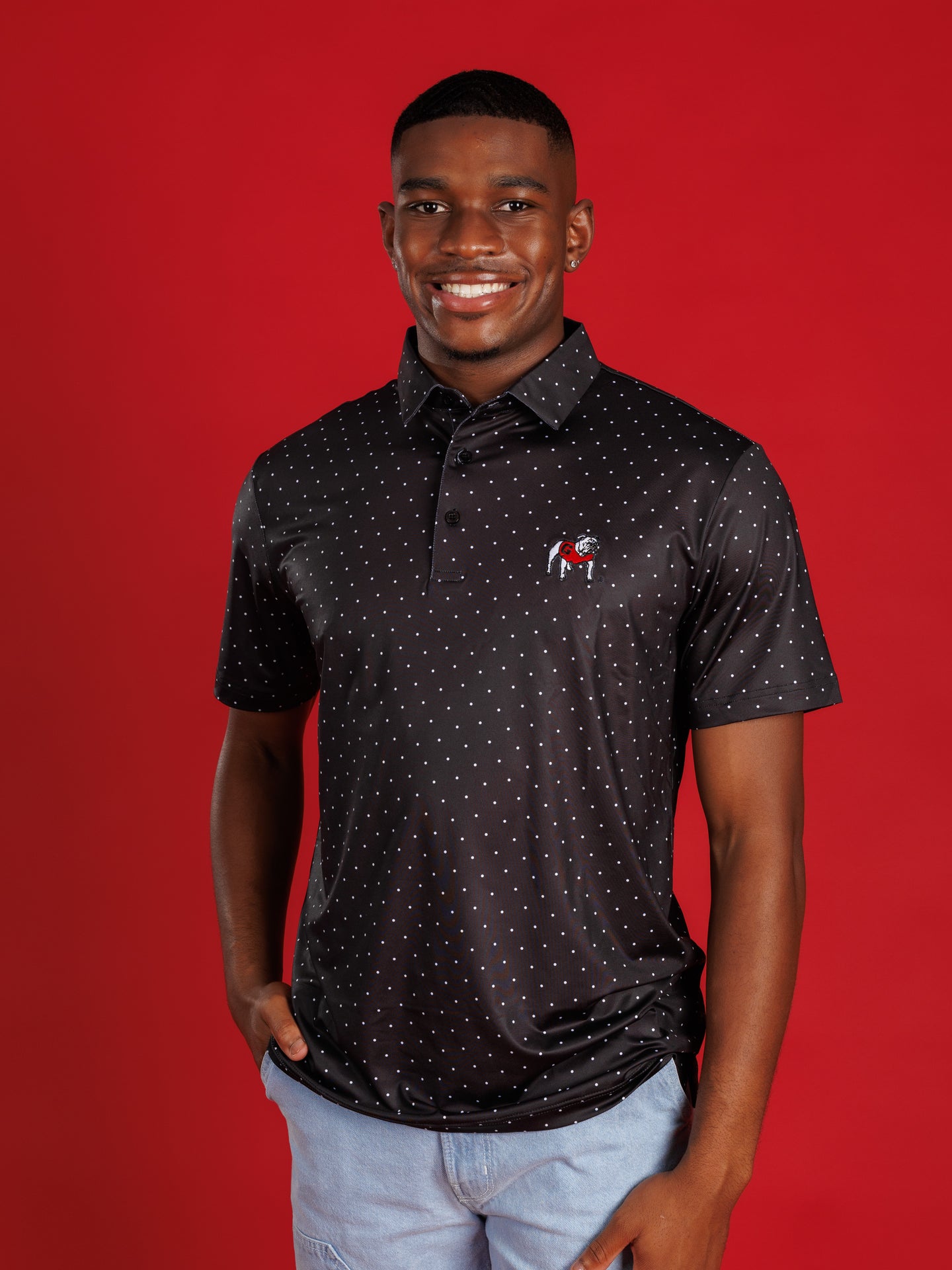 Black Dotted With Standing Dog Polo