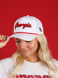 White 'Georgia' Script Hat