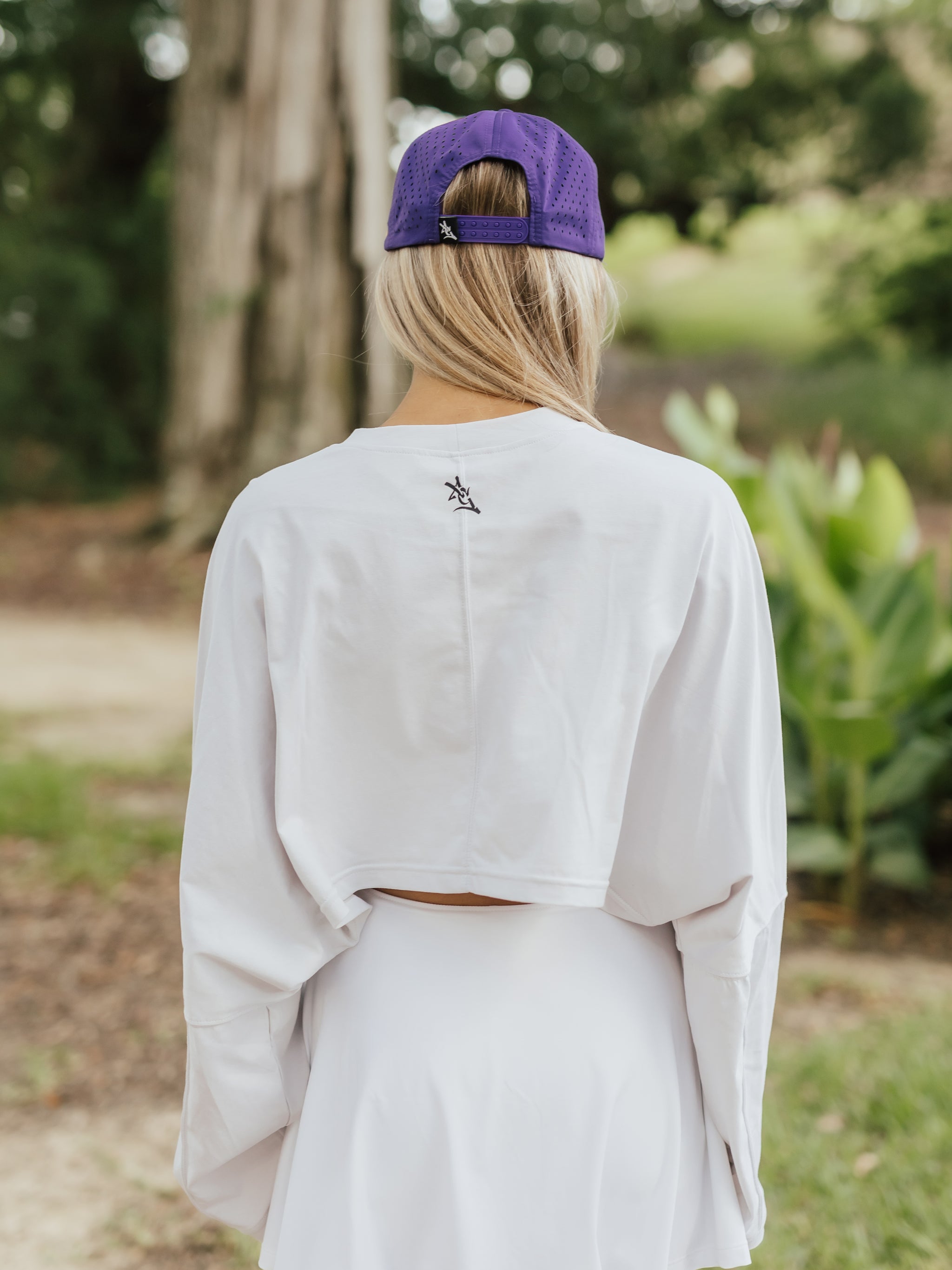 Silk Gray LSU Long Sleeve Active Crop Top