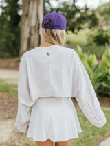 Silk Gray LSU Long Sleeve Active Crop Top