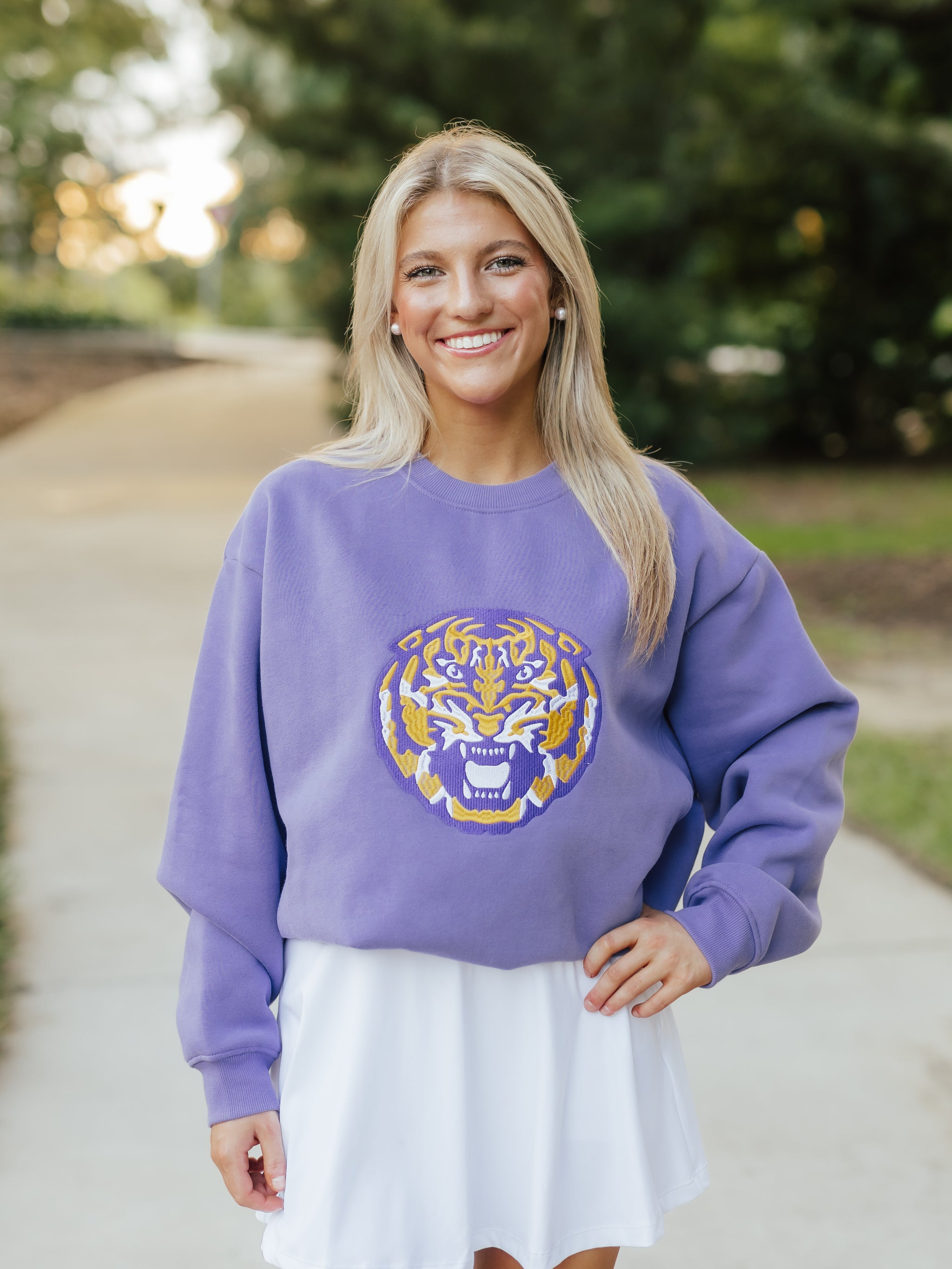 Purple Heavy Cotton Retro Mike Head Crewneck
