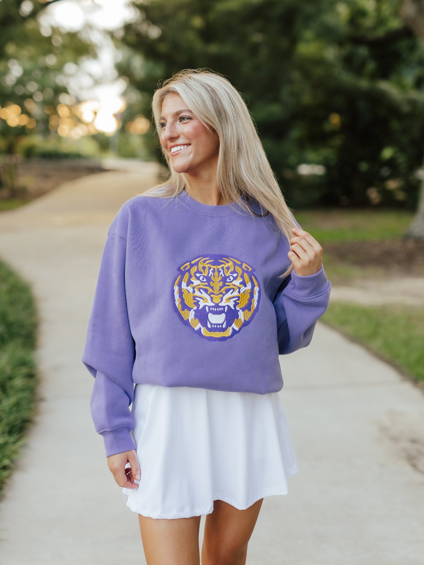Purple Heavy Cotton Retro Mike Head Crewneck