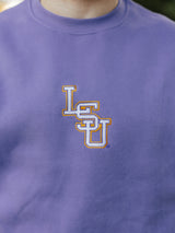 Purple Heavy Cotton LSU Block Crewneck