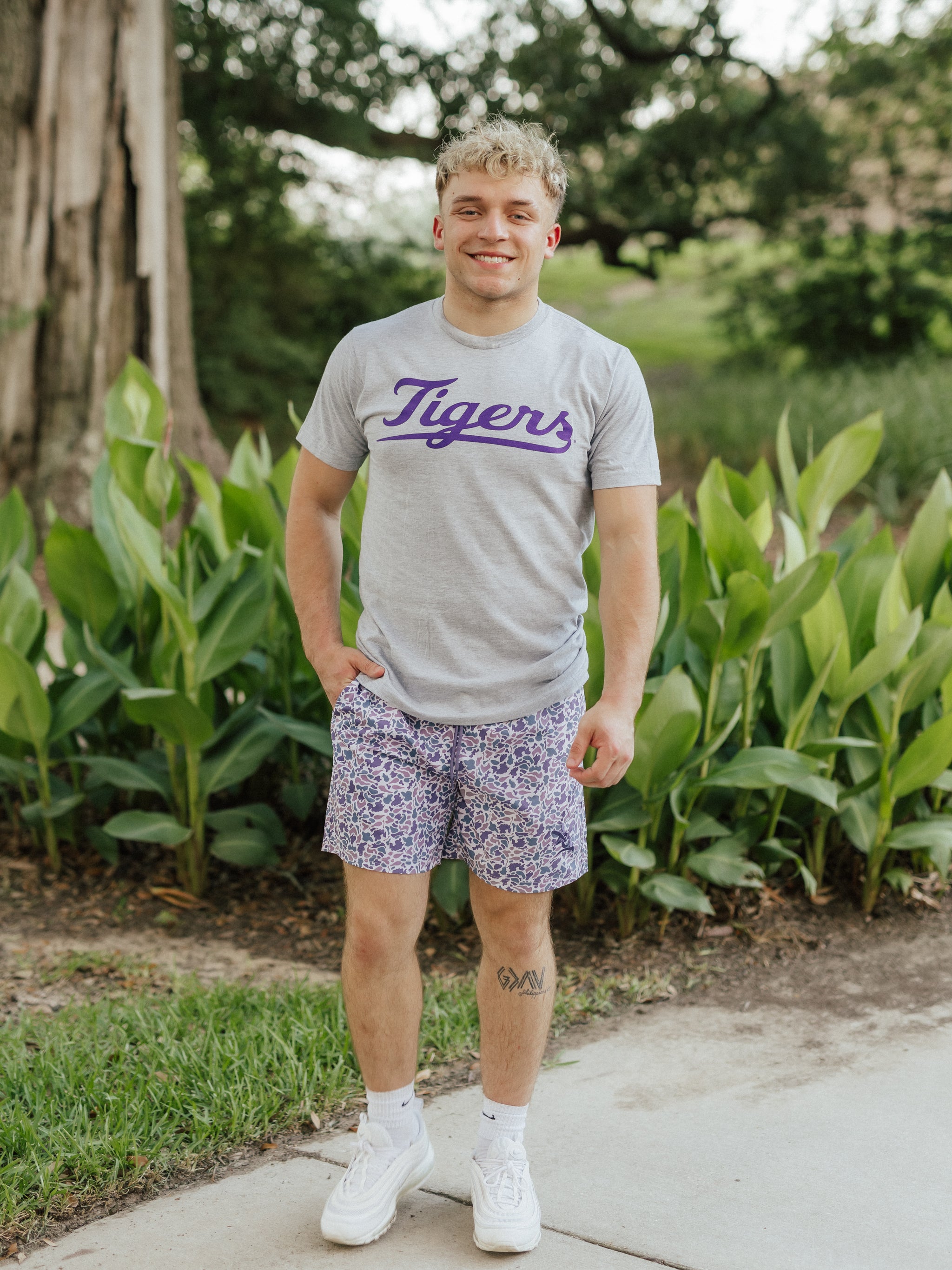 Grey Retro 'Tigers' Script Tee