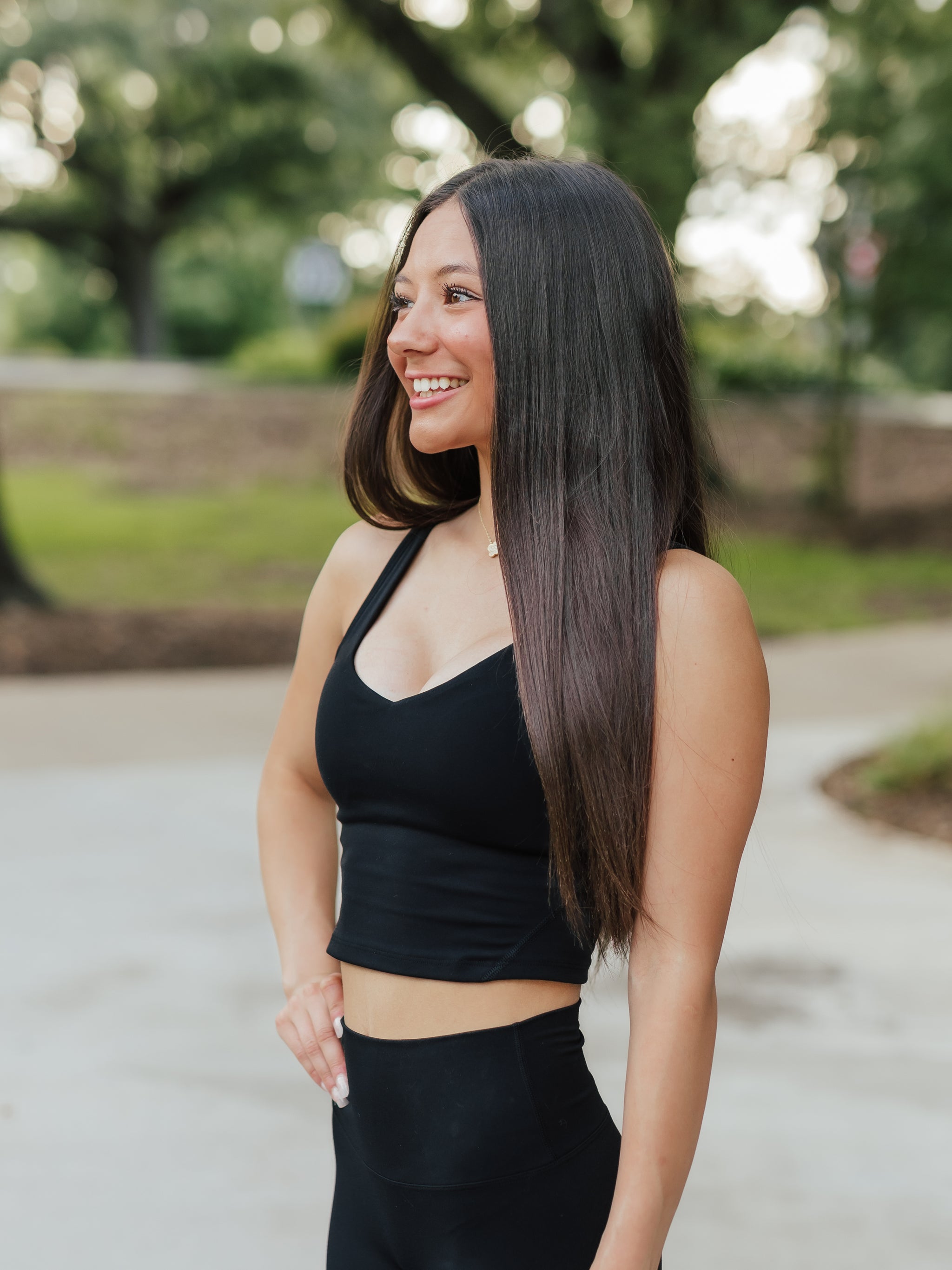 AG V-Neck Padded Active Top | Black image 2