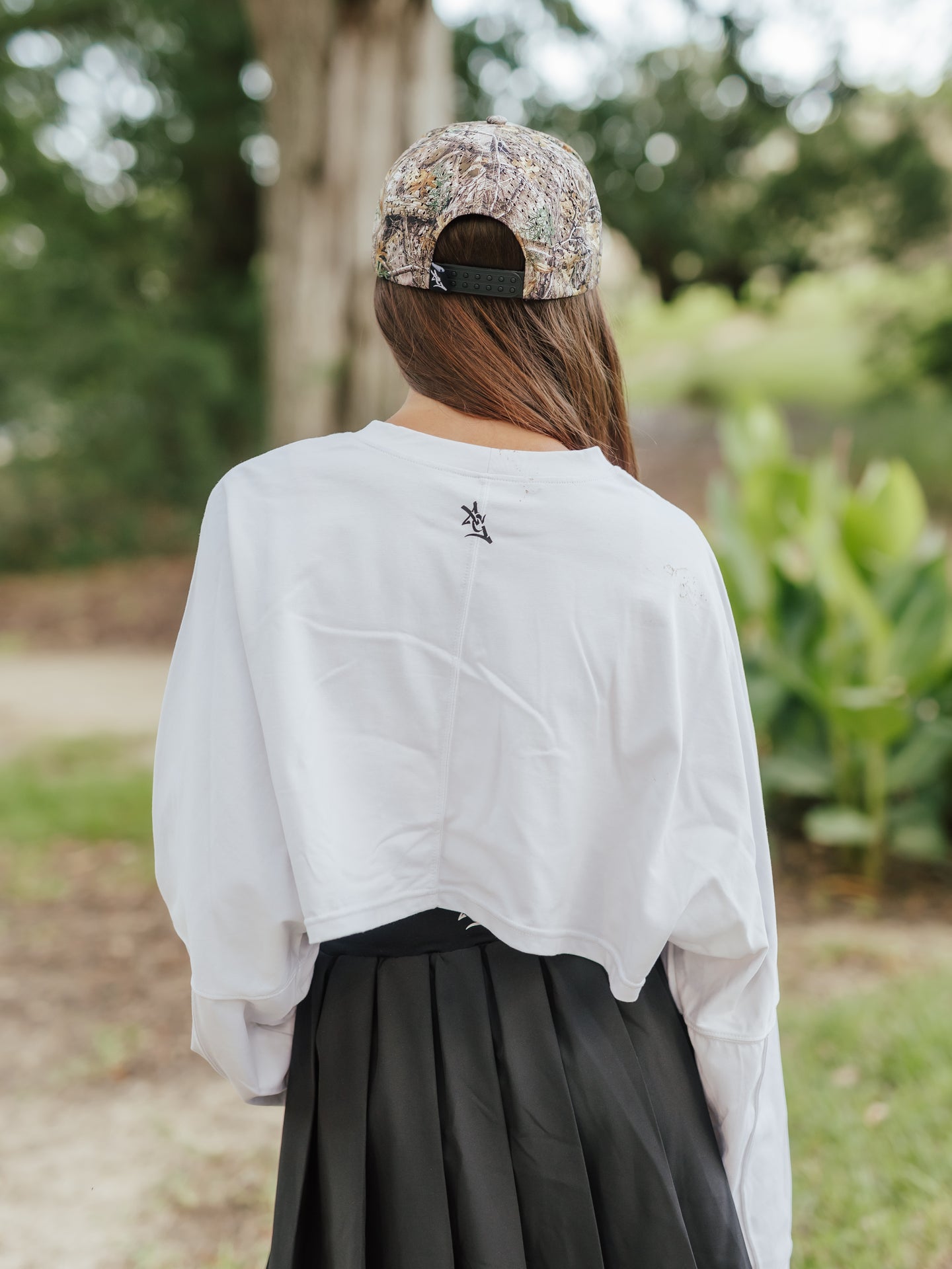 AG Long Sleeve Active Crop Top | White image 1