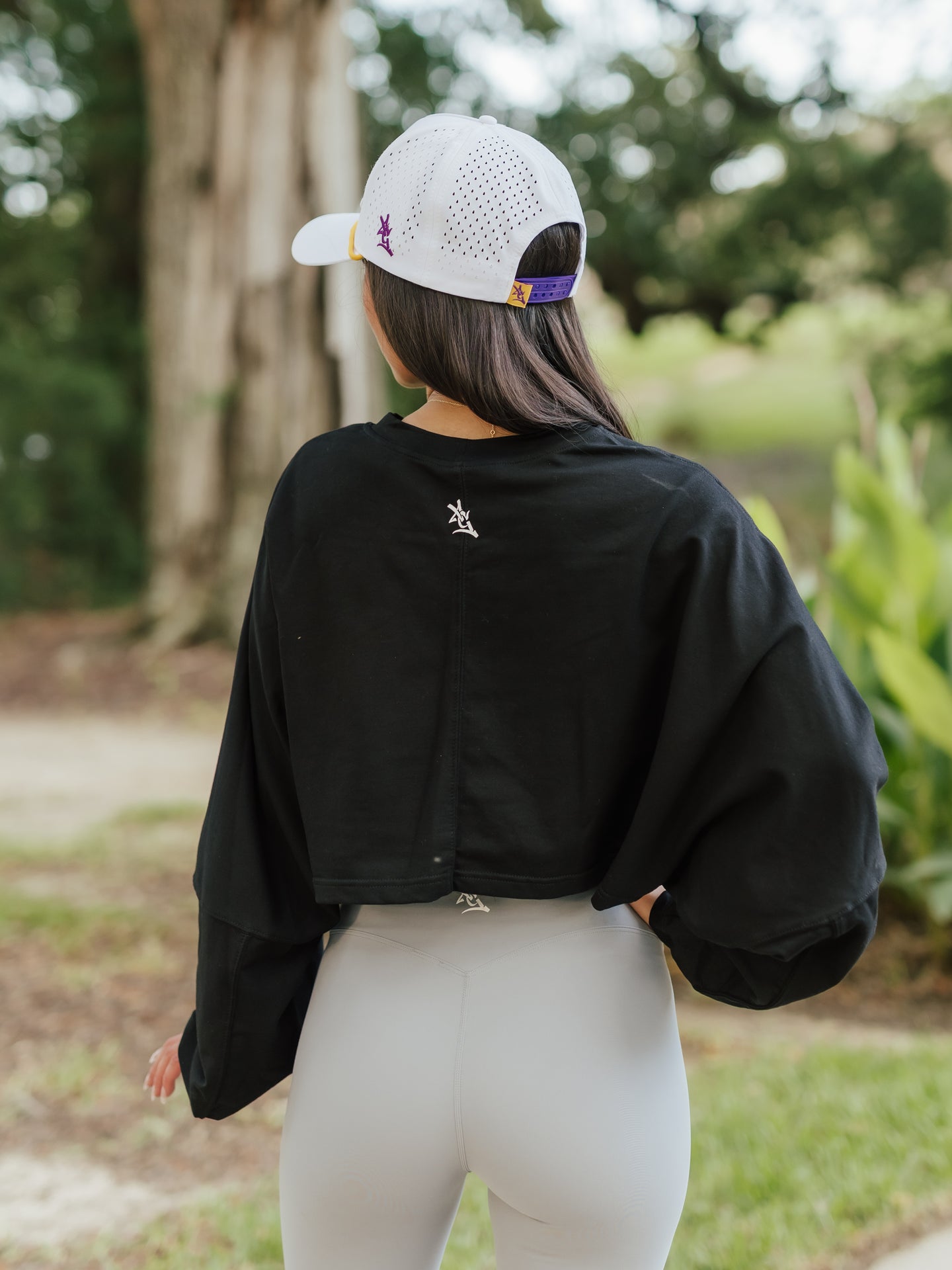 AG Long Sleeve Active Crop Top | Black image 1